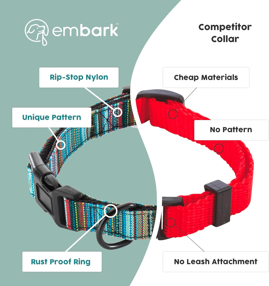 Embark Adventure Small Dog Collar – Stylish, Durable Nylon, Adjustable & Comfortable, Strong Buckle, Unisex