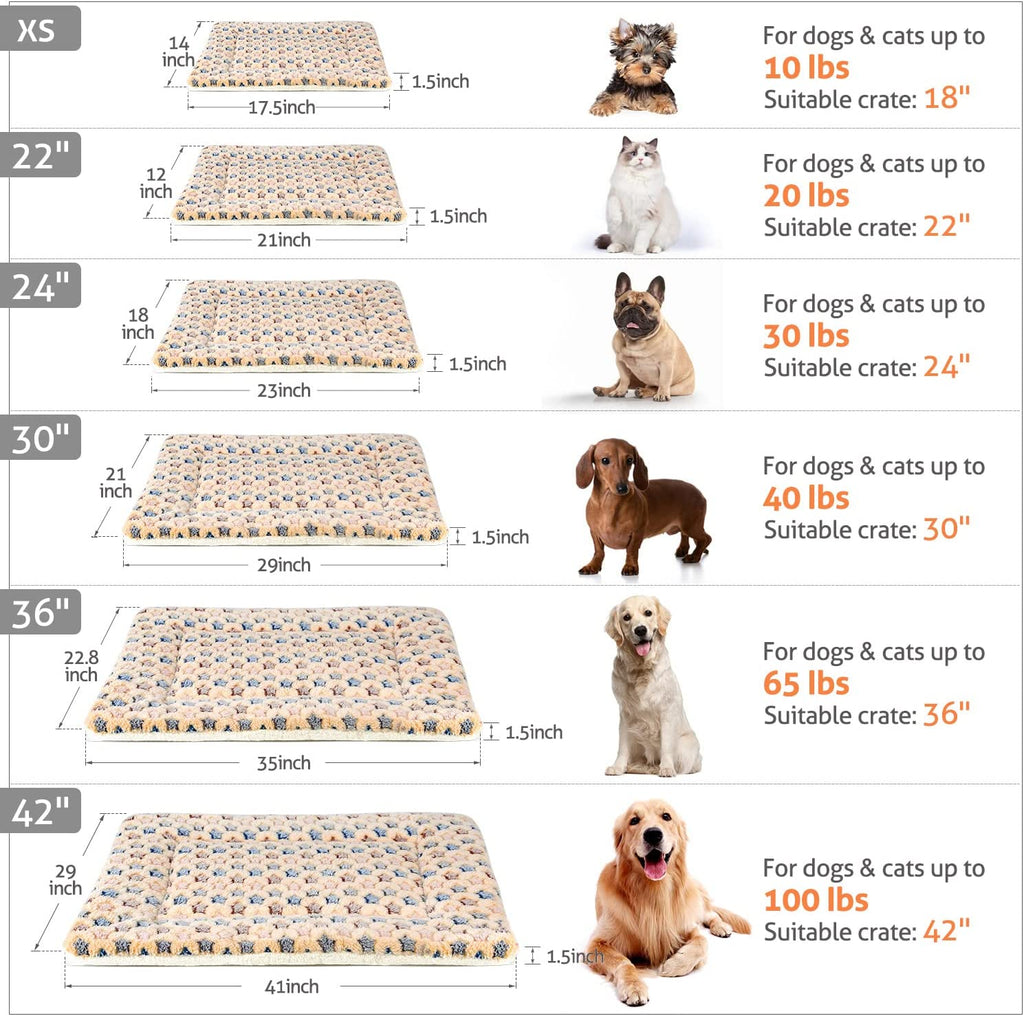 Dog Crate Pad - Ultra Soft Pet Bed with Cute Star Print, Washable Mat for Large Medium Small Dogs, Reversible Fleece Kennel Liner, Cat Bed 21 X 12 Inch Brown